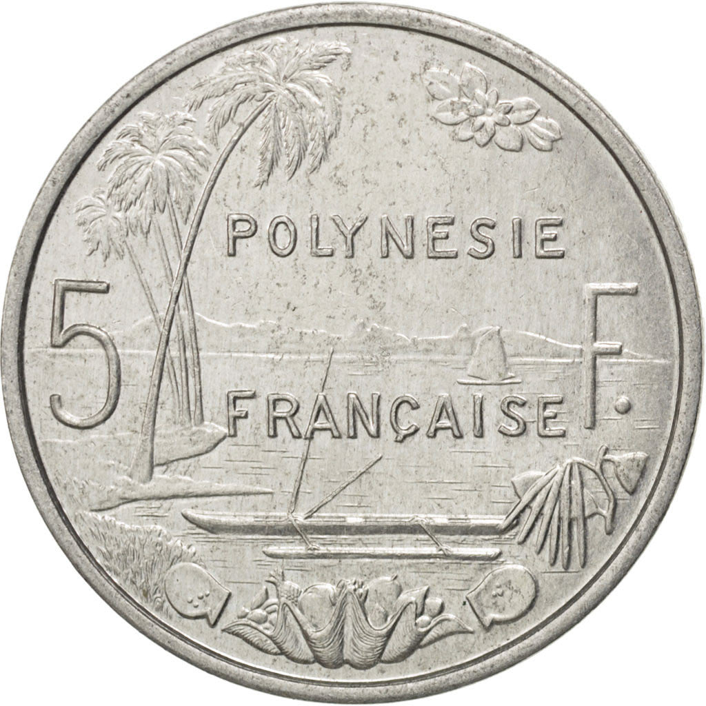 Coin, French Polynesia, 5 Francs, 1992, AU(50-53), Aluminum, KM:12, Lecompte:61a