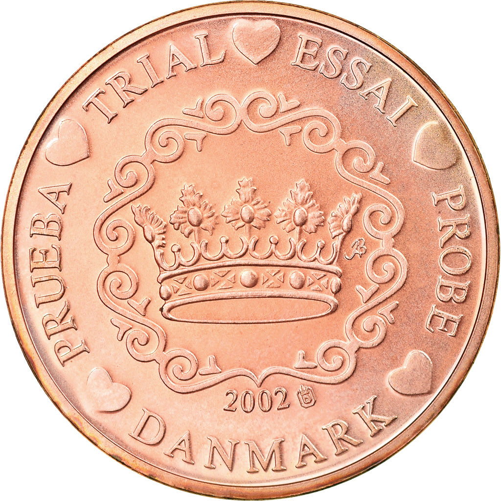 Denmark, 2 Euro Cent, 2002, unofficial private coin, MS(63), Copper Plated Steel