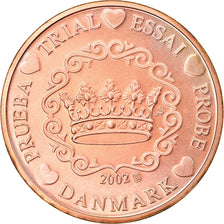 Denmark, 2 Euro Cent, 2002, unofficial private coin, MS(63), Copper Plated Steel