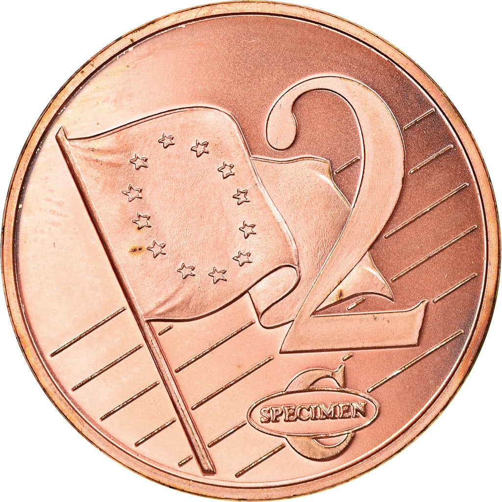 Denmark, 2 Euro Cent, 2002, unofficial private coin, MS(63), Copper Plated Steel