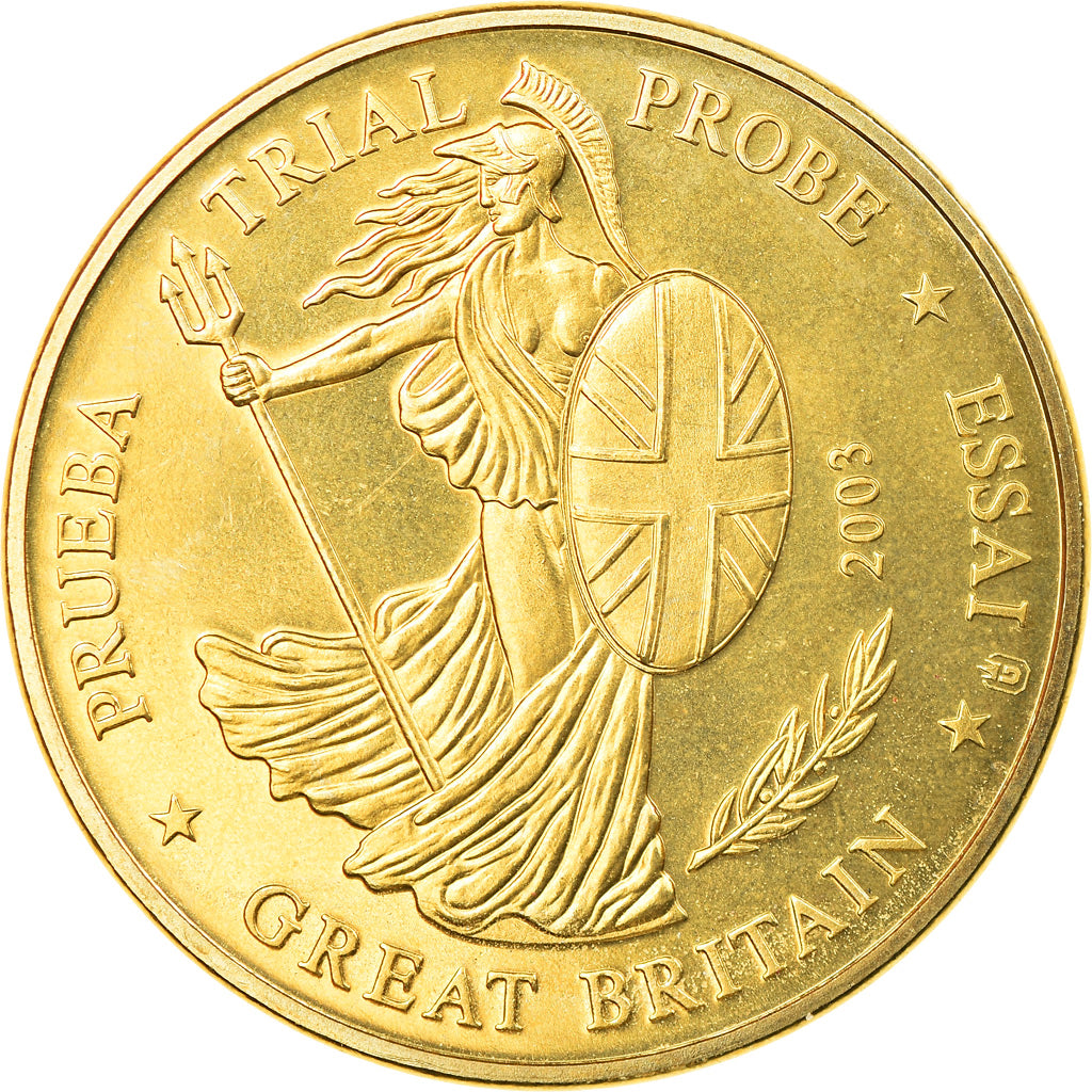 Great Britain, 50 Euro Cent, 2003, unofficial private coin, AU(55-58), Brass