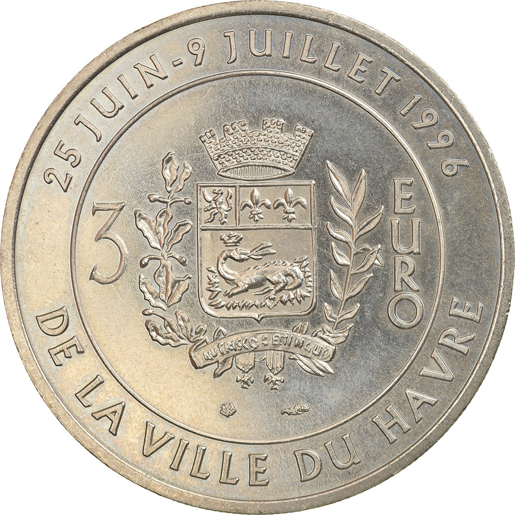 França, 3 Euro, Le Havre - Pont de Normandie, 1996, Euro des villes, AU(55-58)