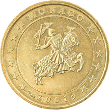 Monaco, 10 Euro Cent, 2001, Paris, EF(40-45), Brass, KM:170