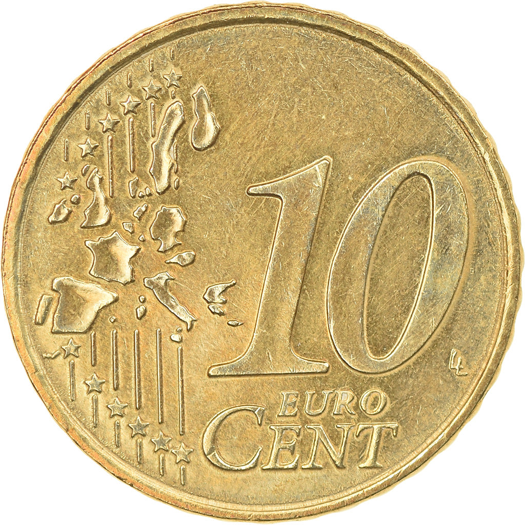 Monaco, 10 Euro Cent, 2001, Paris, EF(40-45), Brass, KM:170