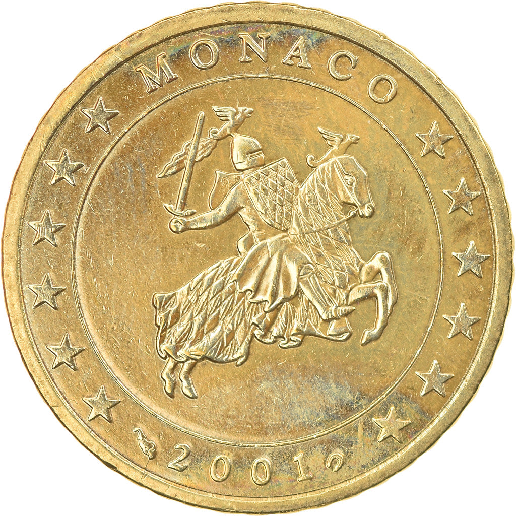 Monaco, 50 Euro Cent, 2001, Paris, EF(40-45), Brass, KM:172
