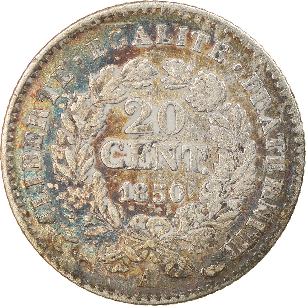 Coin, France, Cérès, 20 Centimes, 1850, Paris, VF(20-25), Silver, KM:758.1