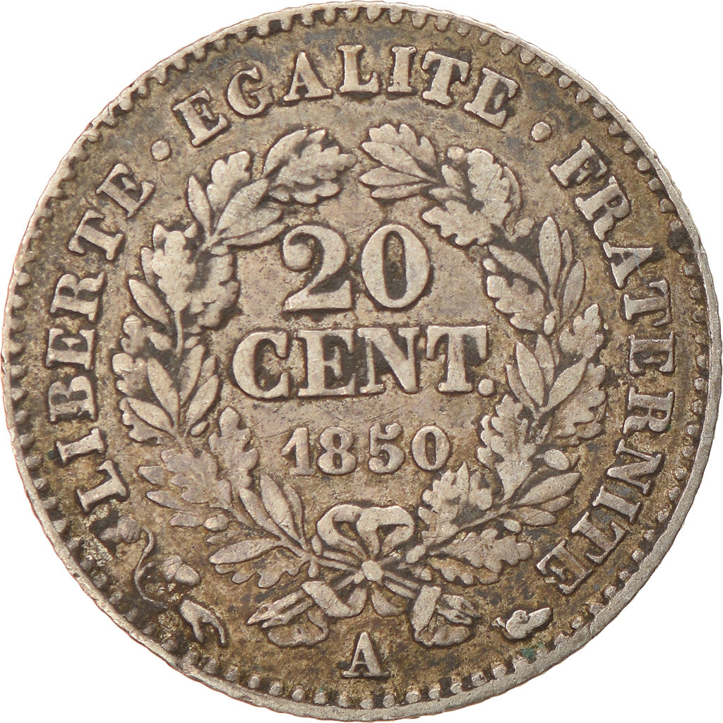 Coin, France, Cérès, 20 Centimes, 1850, Paris, VF(30-35), Silver, KM:758.1