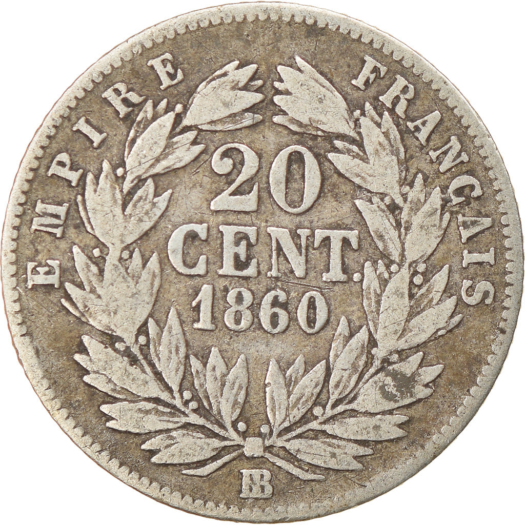 Monnaie, France, Napoleon III, Napoléon III, 20 Centimes, 1860, Strasbourg, TB