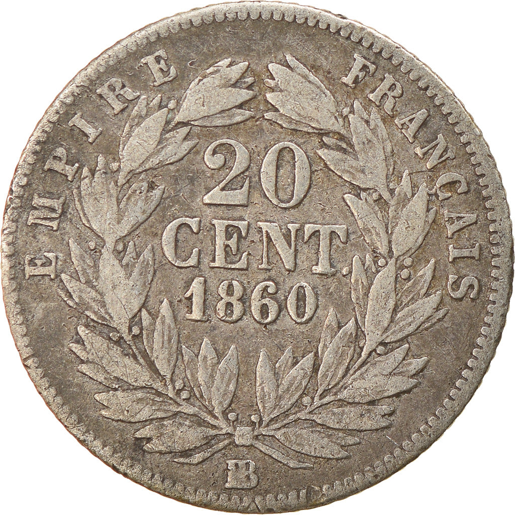 Coin, France, Napoleon III, Napoléon III, 20 Centimes, 1860, Strasbourg