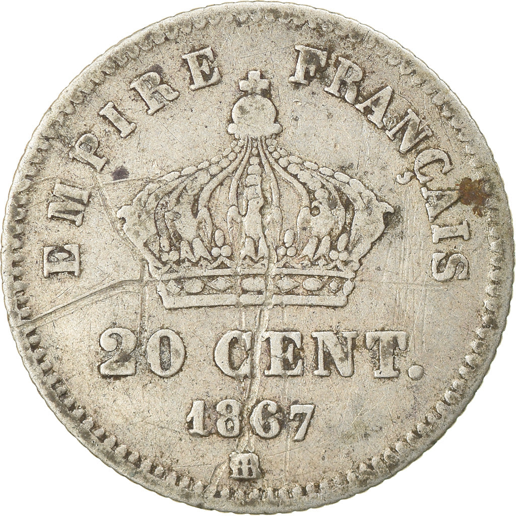 Coin, France, Napoleon III, Napoléon III, 20 Centimes, 1867, Strasbourg
