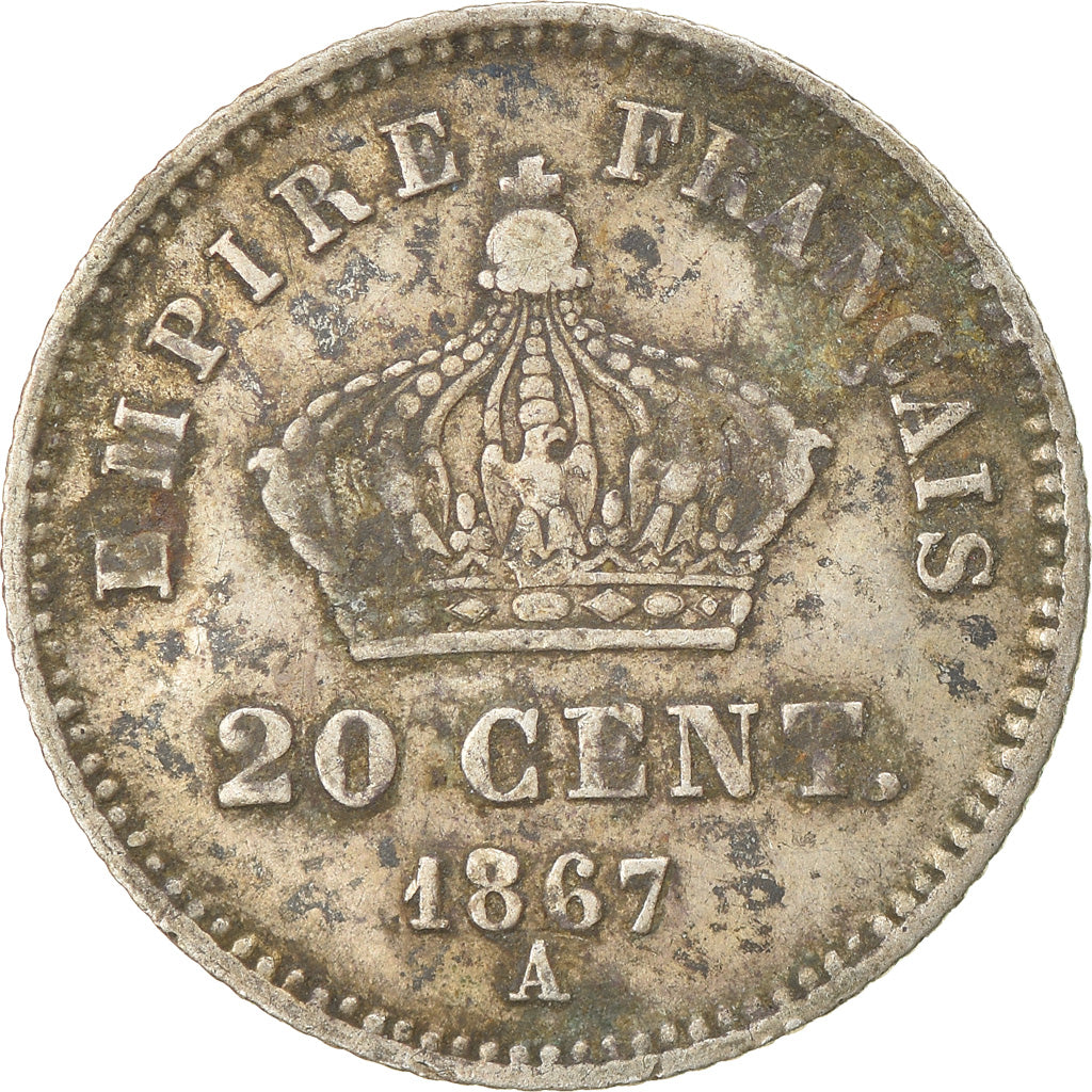 Monnaie, France, Napoleon III, Napoléon III, 20 Centimes, 1867, Paris, B+