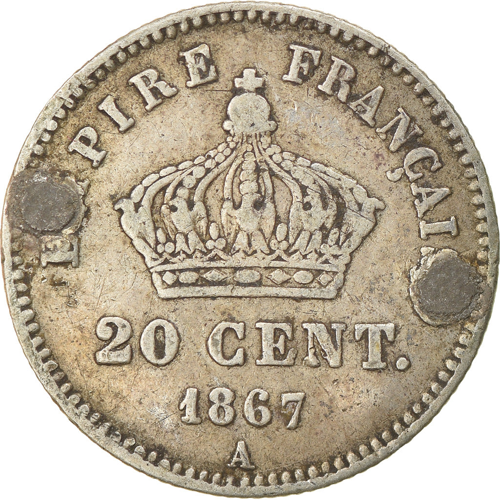 Moeda, França, Napoleon III, Napoléon III, 20 Centimes, 1867, Paris