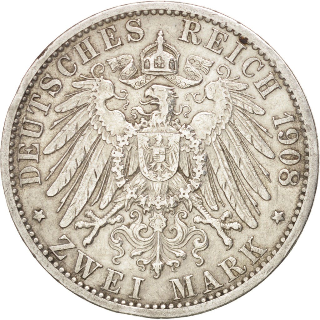 German States, 2 Mark, 1908, Berlin, KM #522, EF(40-45), Silver, 28, 11.06