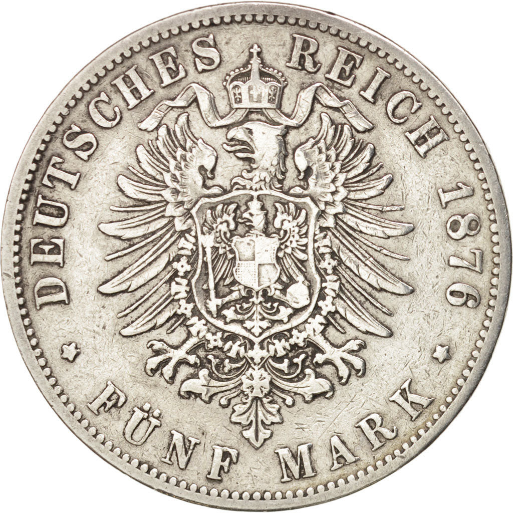 German States, 5 Mark, 1876, Hanovre, KM #503, VF(30-35), Silver, 27.43