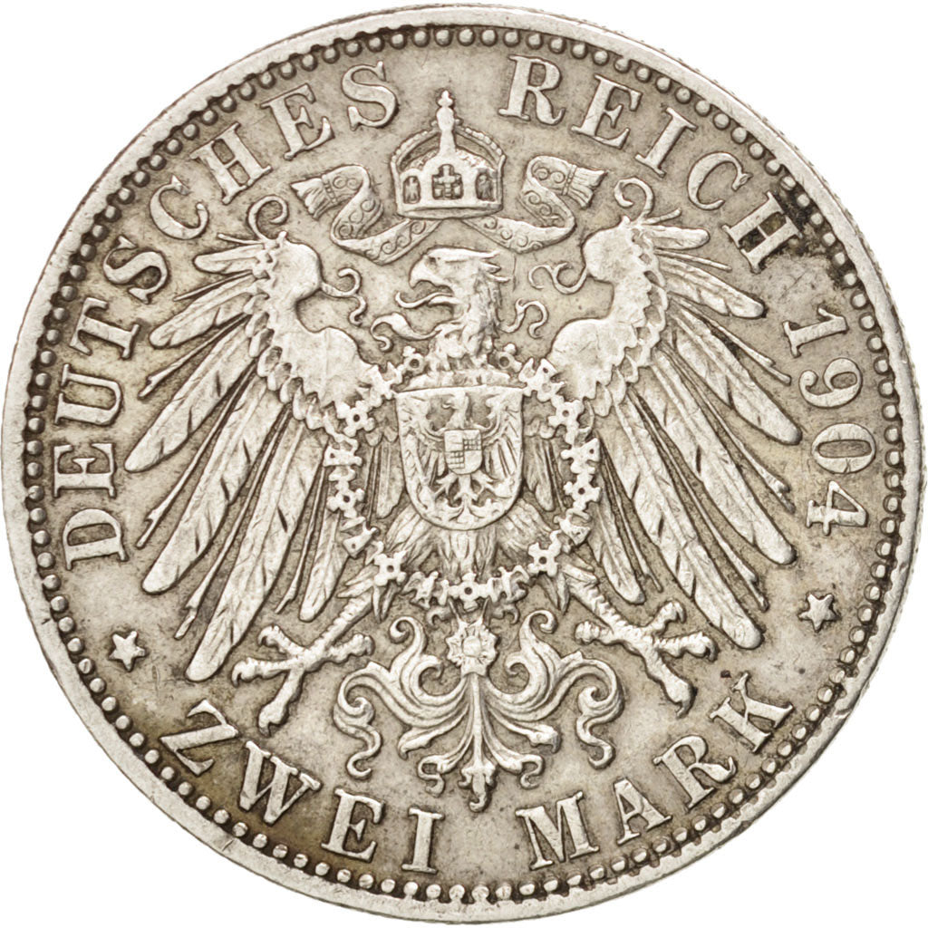 German States, 2 Mark, 1904, Munich, KM #913, EF(40-45), Silver, 28, 11.04