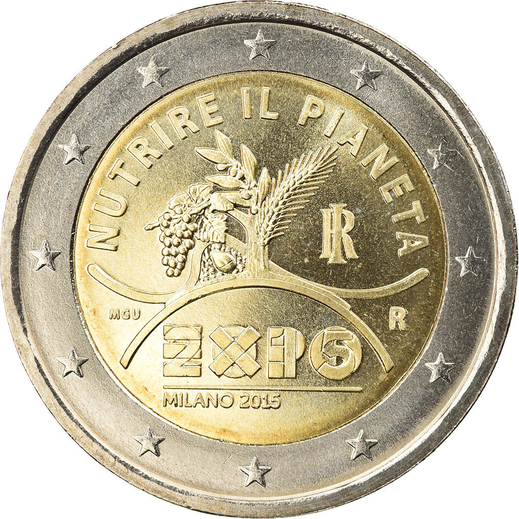 Italy, 2 Euro, Exposition universelle de Milan, 2015, MS(63), Bi-Metallic