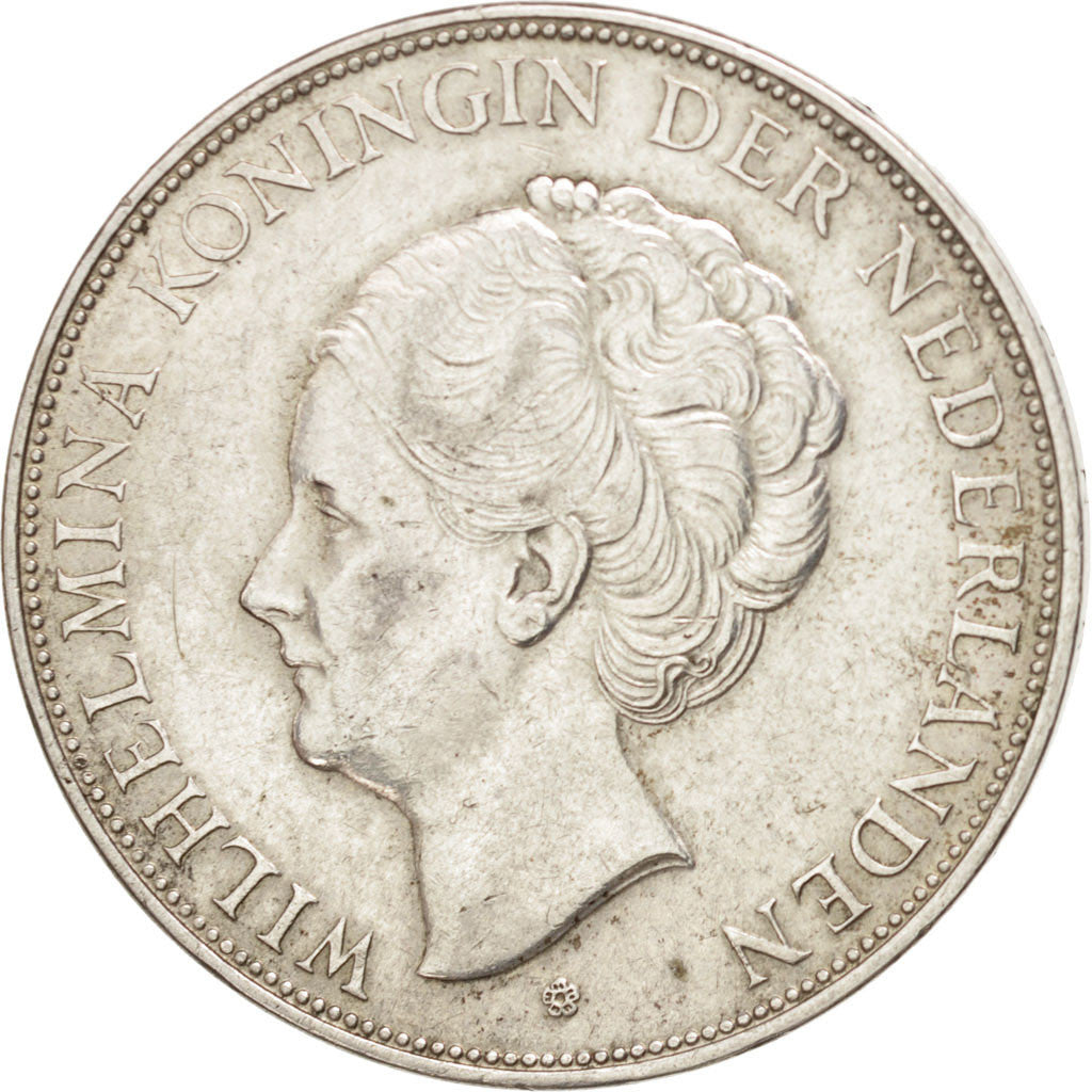 Coin, Netherlands, Wilhelmina I, 2-1/2 Gulden, 1937, AU(50-53), Silver, KM:165
