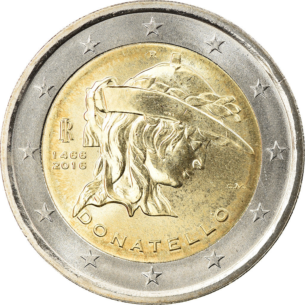 Italy, 2 Euro, Donatello, 2016, MS(63), Bi-Metallic