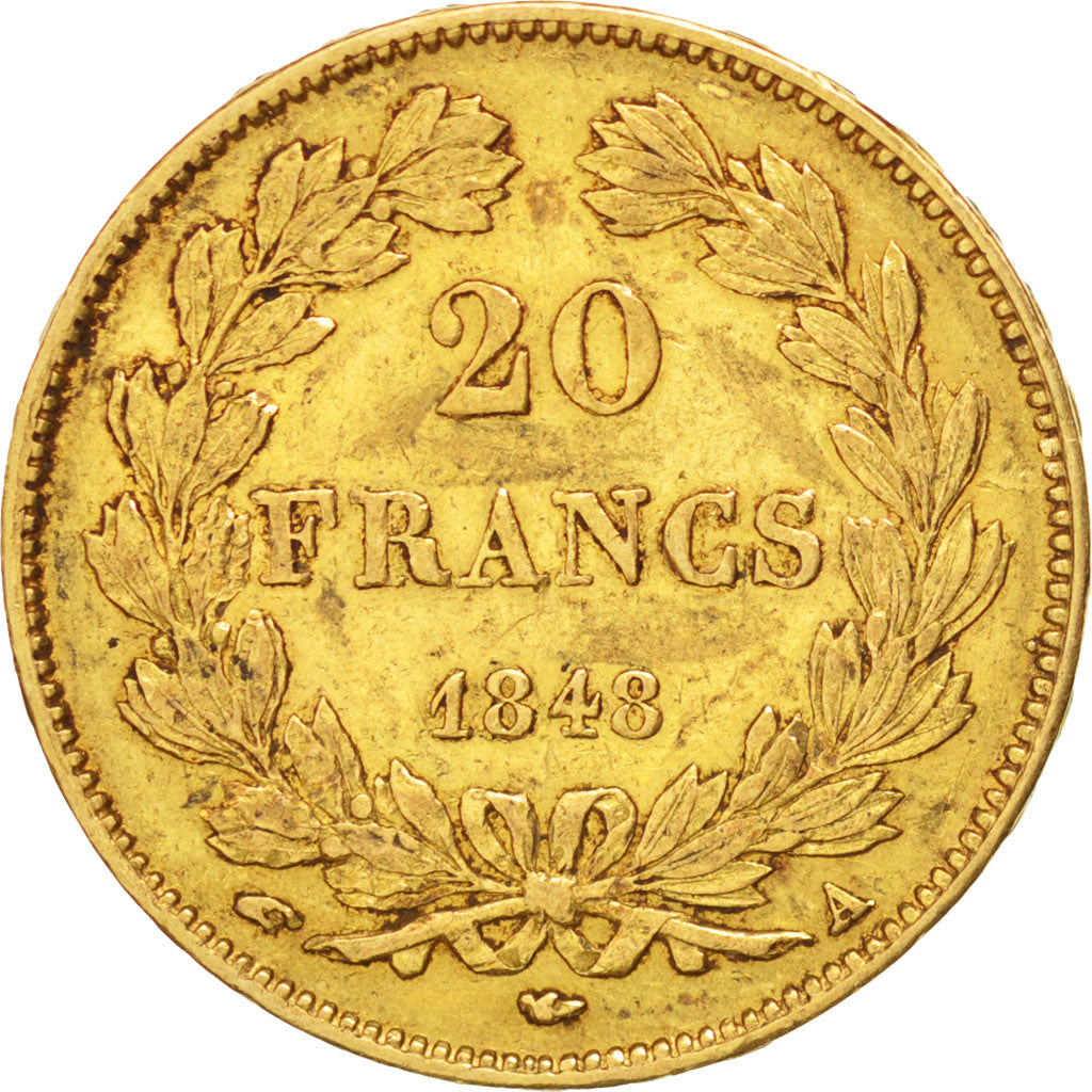FRANCE, Louis-Philippe, 20 Francs, 1848, Paris, KM #750.1, EF(40-45), Gold,...