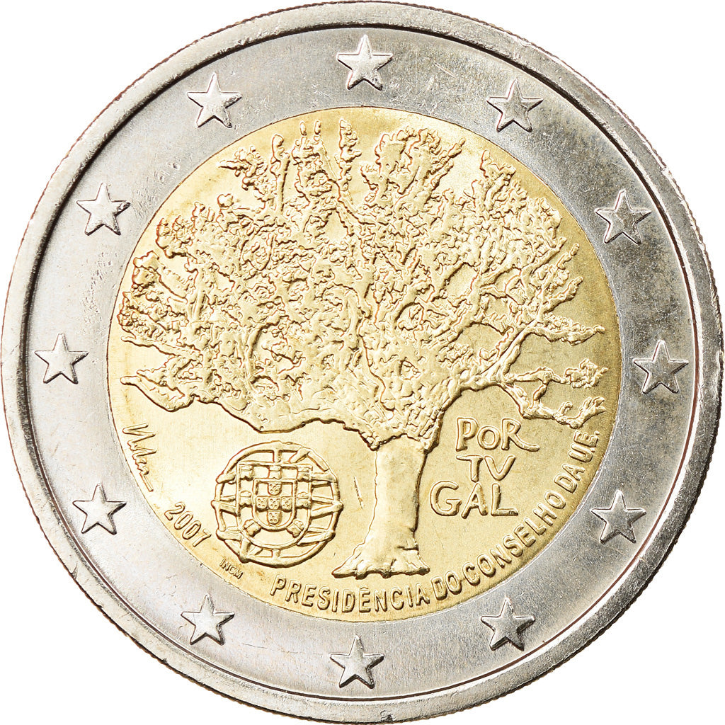 Portugal, 2 Euro, Présidence de l'UE, 2007, Lisbon, MS(63), Bi-Metallic, KM:772