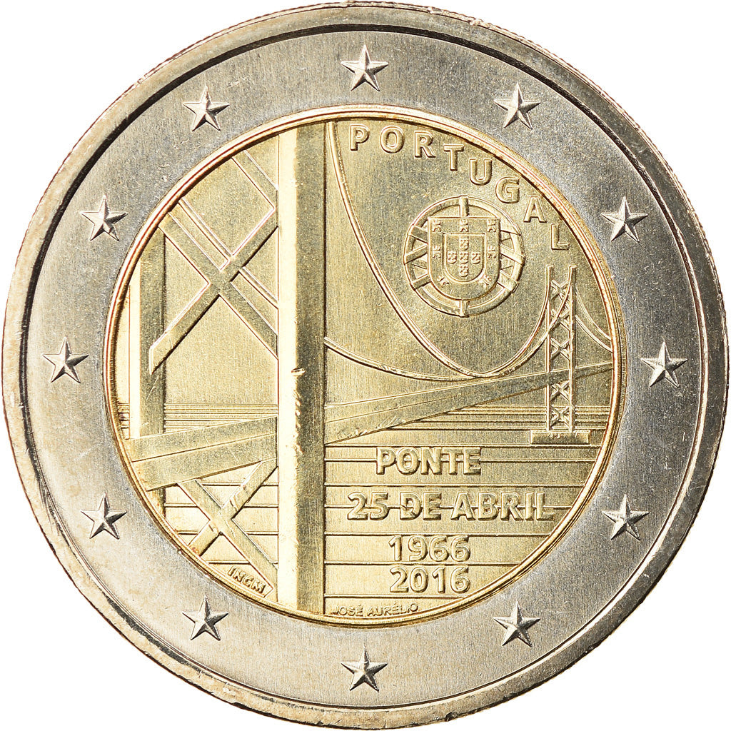 Portugal, 2 Euro, Pont du 25 avril, 2016, Lisbonne, SPL, Bi-Metallic