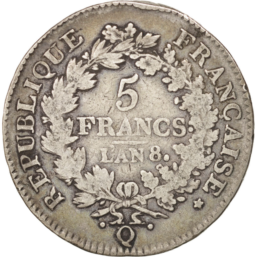 Consulat, 5 Francs Union et Force An 8 Q, Perpignan, KM 639.8