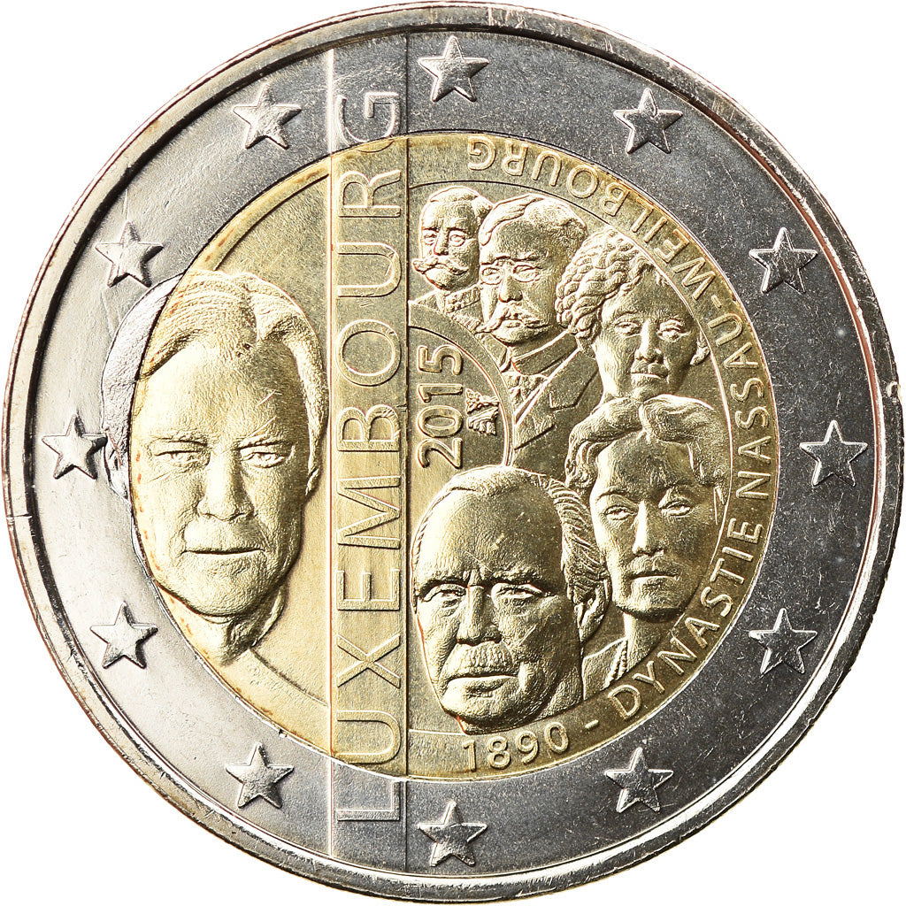 Luxembourg, 2 Euro, 125ème anniversaire de la dynastie, 2015, Utrecht, MS(63)