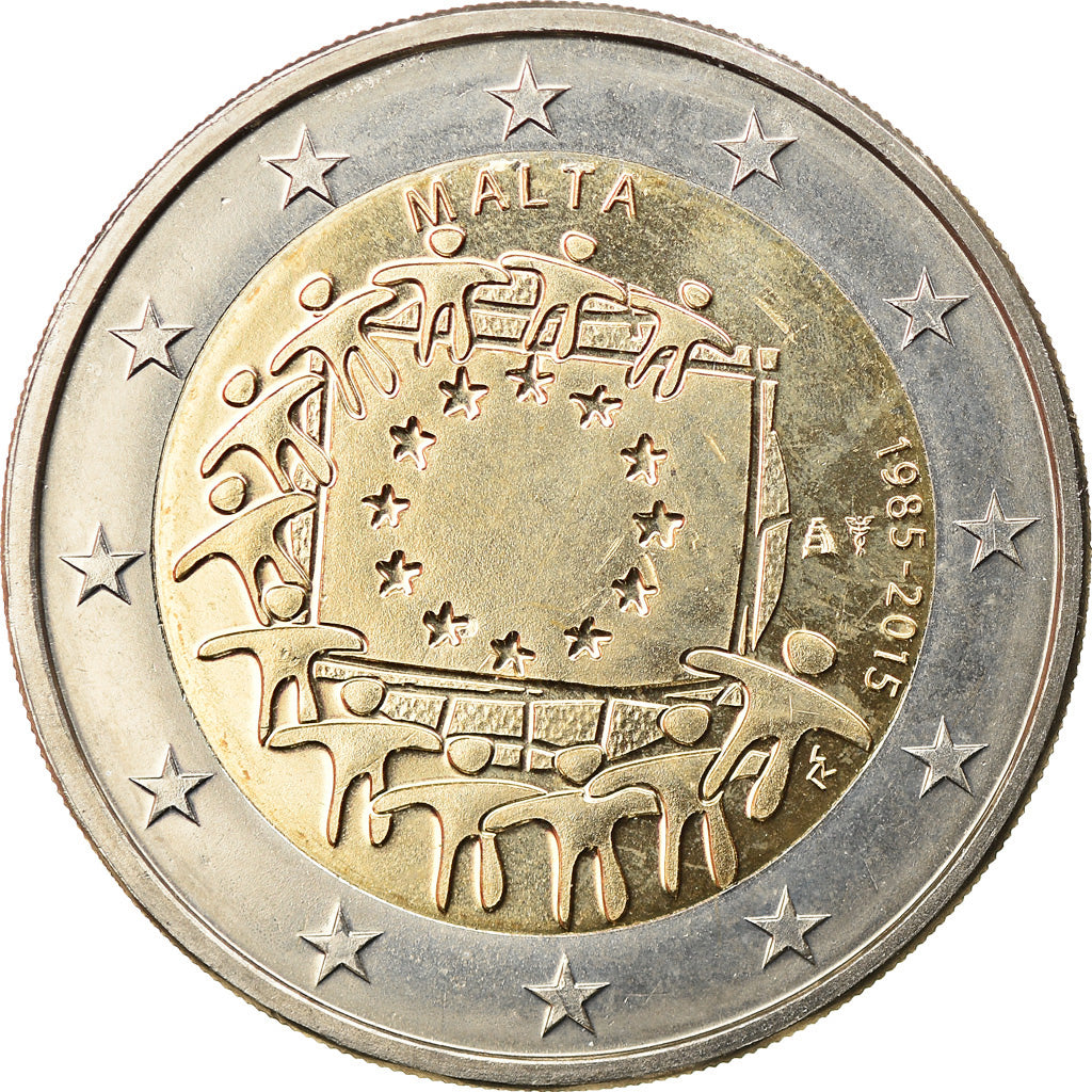 Malta, 2 Euro, Drapeau européen, 2015, Paris, MS(63), Bimetálico