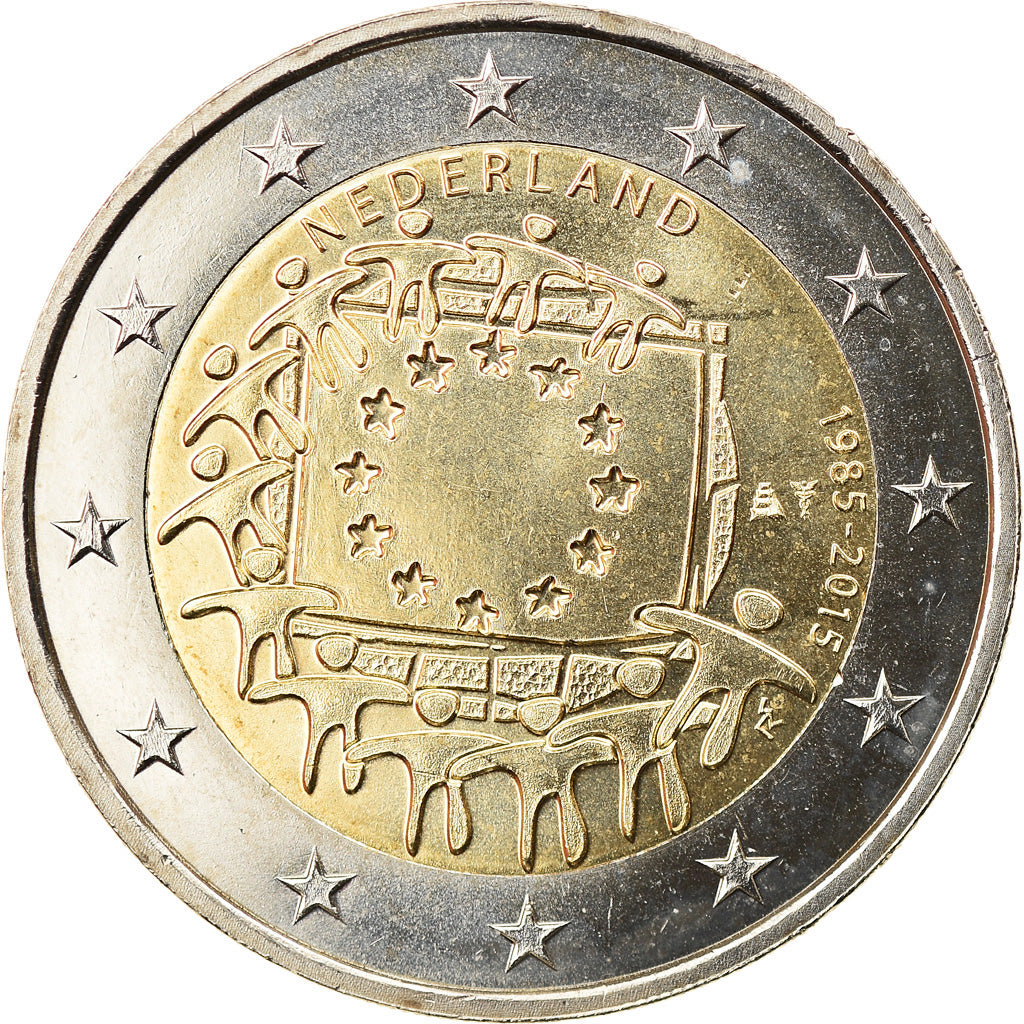 Netherlands, 2 Euro, Drapeau européen, 2015, Utrecht, MS(63), Bi-Metallic