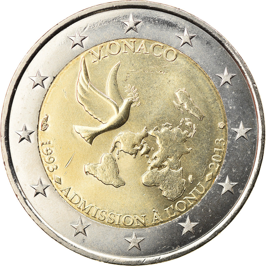 Monaco, 2 Euro, Admission à l'ONU, 2013, MS(63), Bi-Metallic