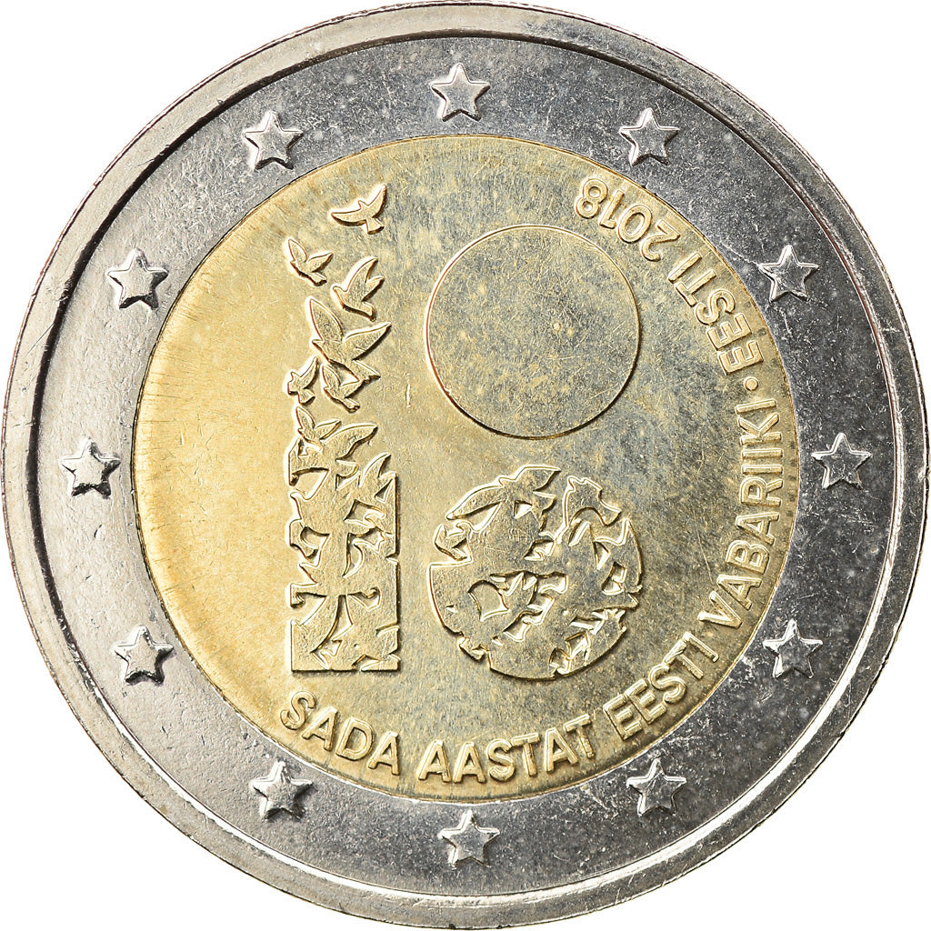 Estonia, 2 Euro, 100 ans de la République, 2018, Vantaa, MS(63), Bi-Metallic