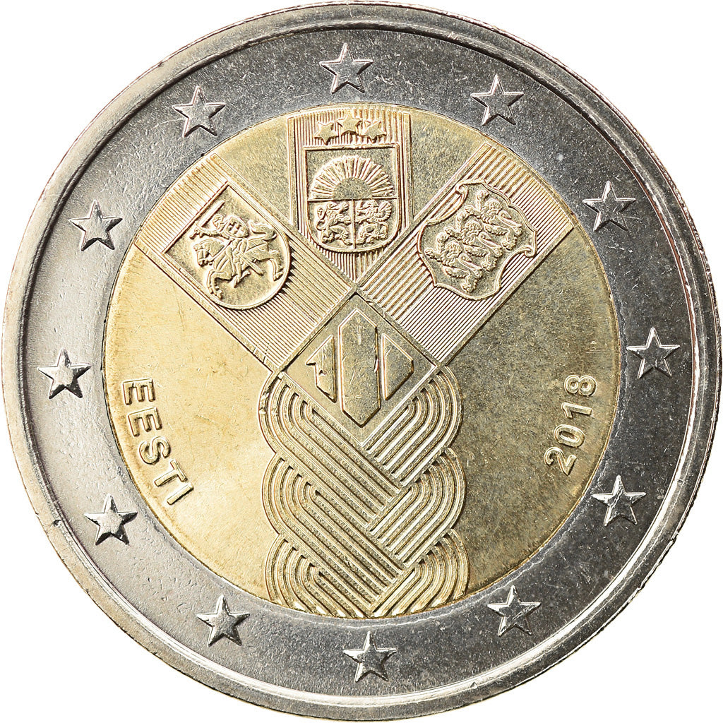 Estonia, 2 Euro, Centenaire de la fondation des états baltes indépendants