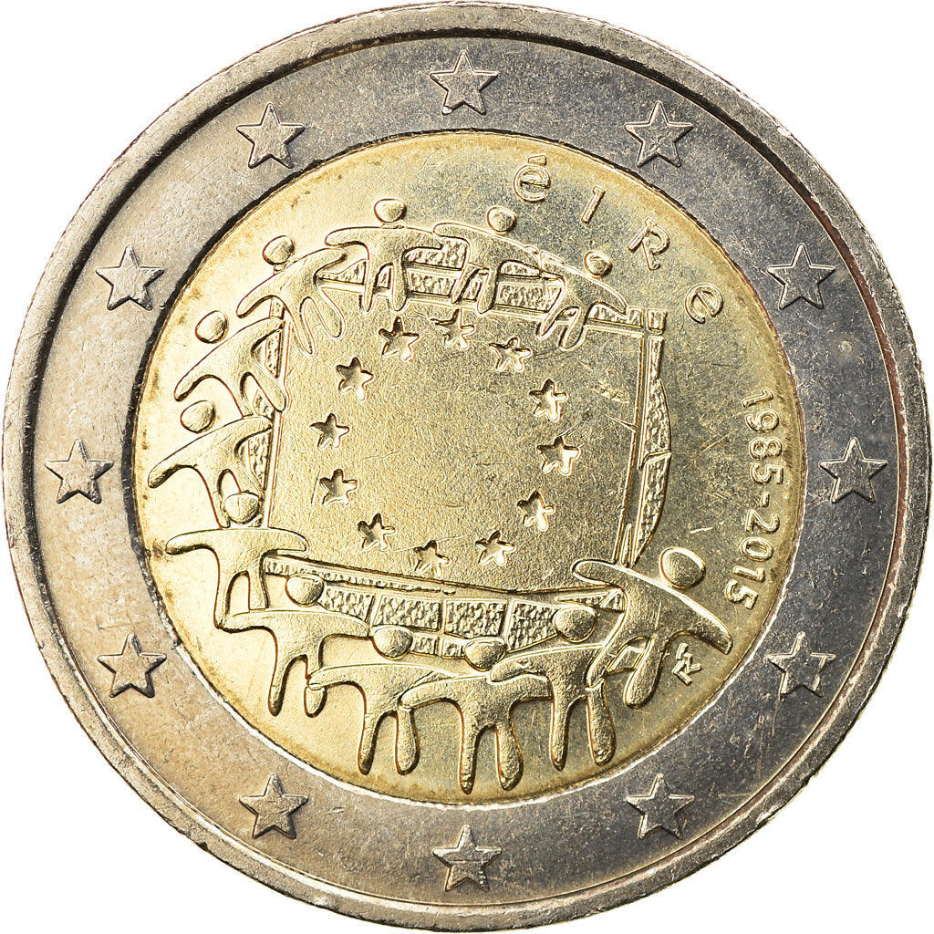 Ireland, 2 Euro, Drapeau européen, 2015, Sandyford, MS(63), Bi-Metallic