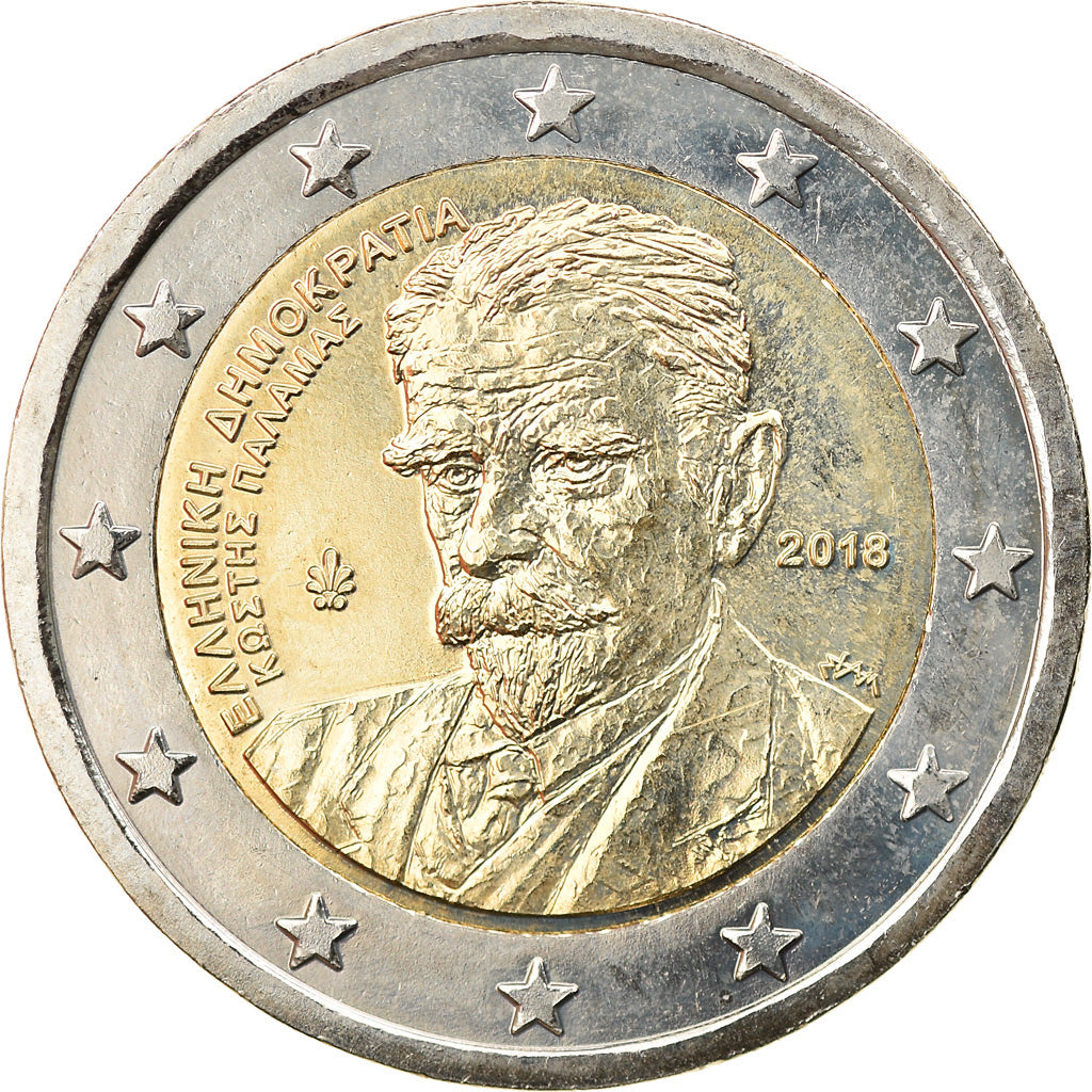 Grecia, 2 Euro, Kostís Palamás, 2018, Athens, SPL, Bi-metallico