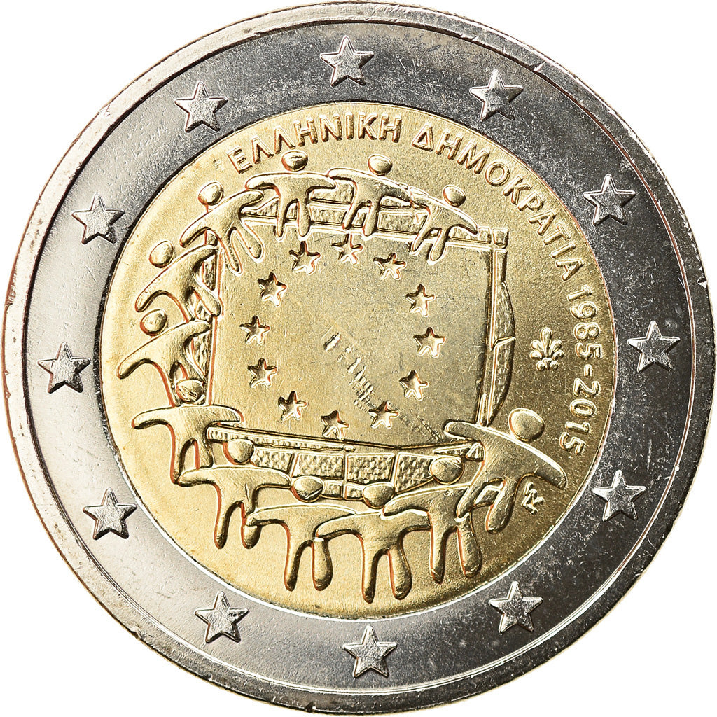 Greece, 2 Euro, Drapeau européen, 2015, Athens, MS(63), Bi-Metallic