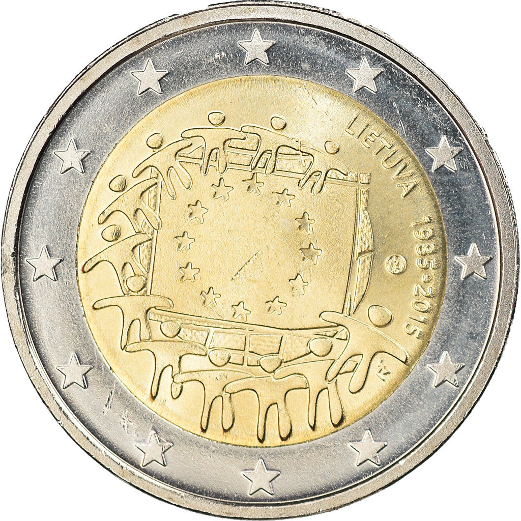 Lithuania, 2 Euro, Drapeau européen, 2015, MS(63), Bi-Metallic
