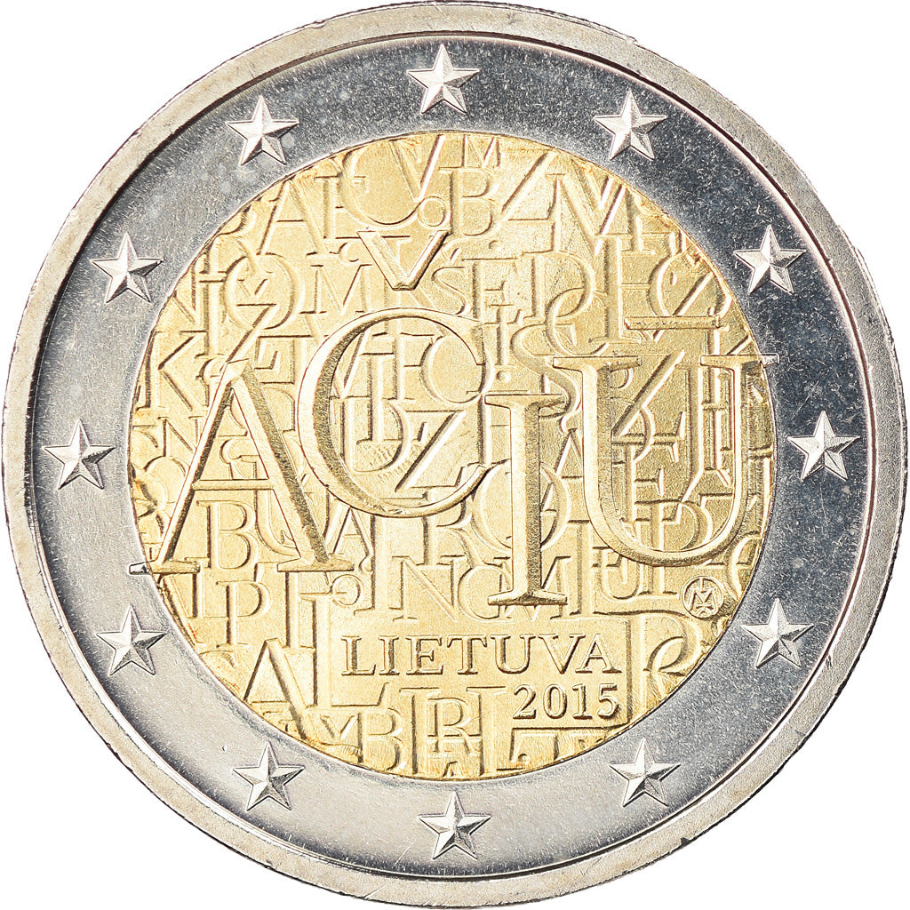 Lithuania, 2 Euro, Aciu, la langue lituanienne, 2015, MS(63), Bi-Metallic