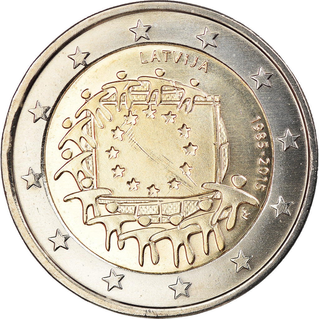 Latvia, 2 Euro, Drapeau européen, 2015, MS(63), Bi-Metallic