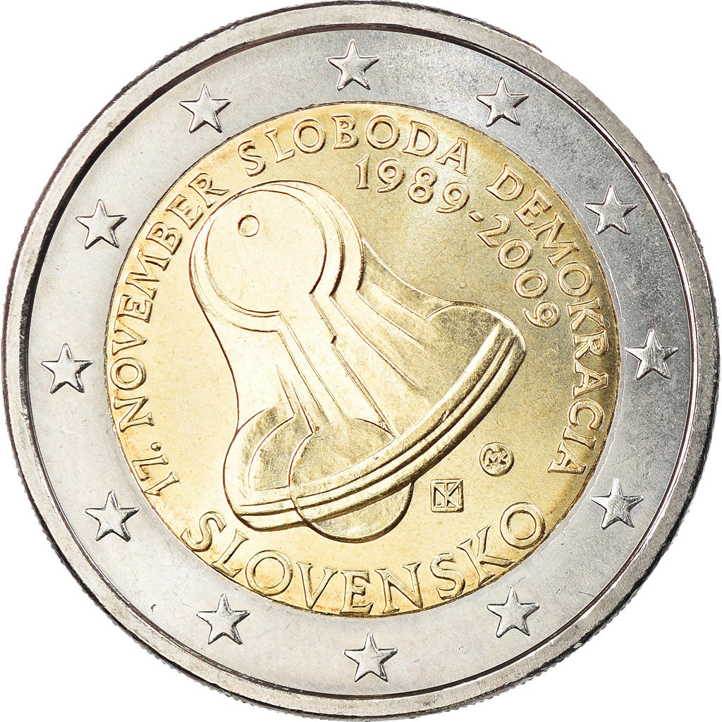 Slovakia, 2 Euro, Révolution de Velours, 2009, Kremnica, MS(63), Bi-Metallic