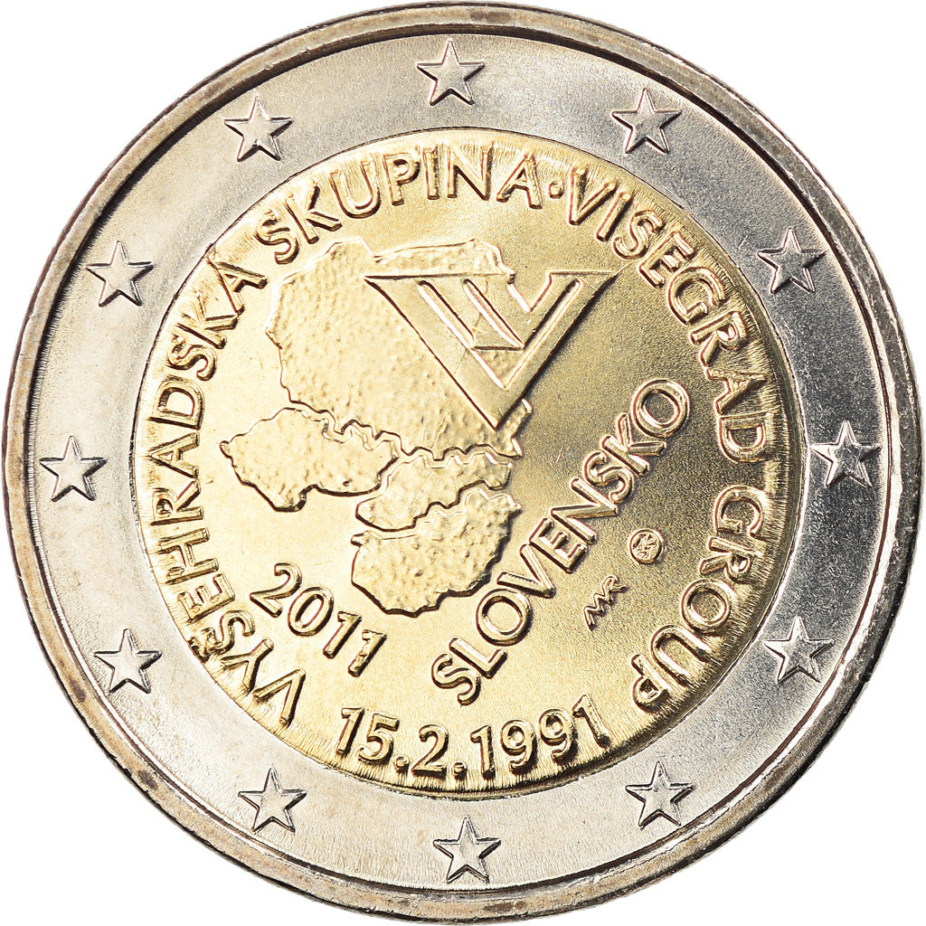 Slovakia, 2 Euro, Groupe de Visegrad, 2011, Kremnica, MS(63), Bi-Metallic