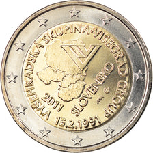 Slovakia, 2 Euro, Groupe de Visegrad, 2011, Kremnica, MS(63), Bi-Metallic