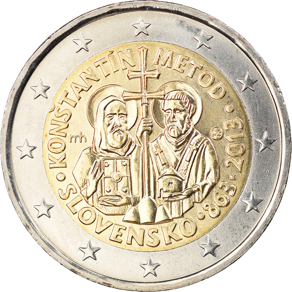 Slovakia, 2 Euro, Constantin et Méthode en Grande-Moravie, 2013, Kremnica
