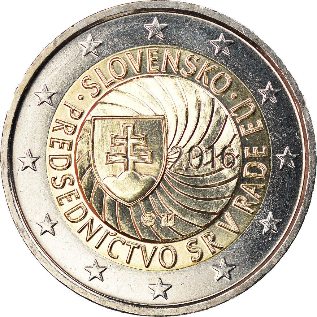 Slovakia, 2 Euro, Présidence de l'UE, 2016, Kremnica, MS(63), Bi-Metallic