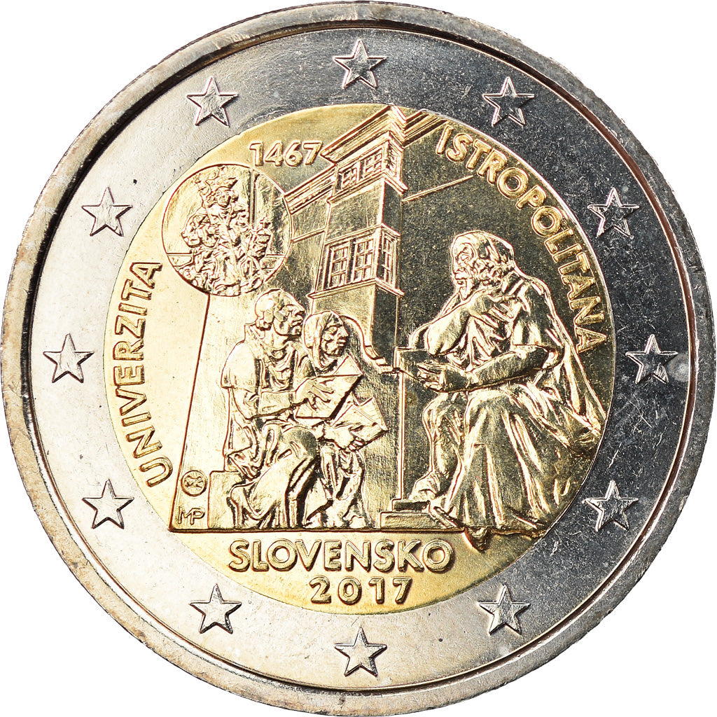 Slovakia, 2 Euro, Université Istropolitana, 2017, Kremnica, MS(63), Bi-Metallic