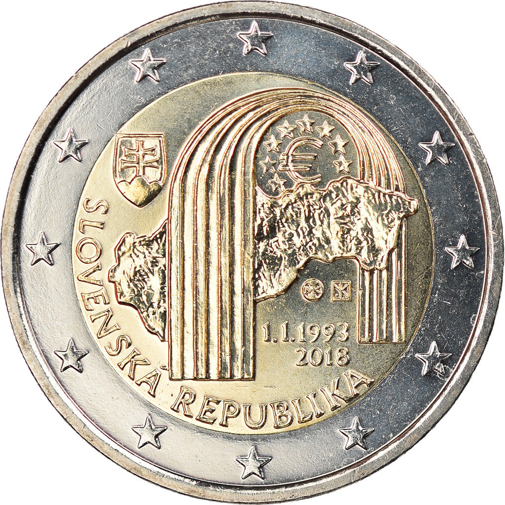 Slovakia, 2 Euro, 25ème anniversaire de la République, 2018, Kremnica, MS(63)