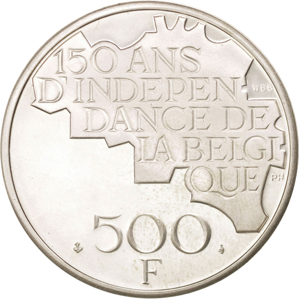 BELGIUM, 500 Francs, 500 Frank, 1980, Brussels, KM #161a, MS(63), Silver, 37,...