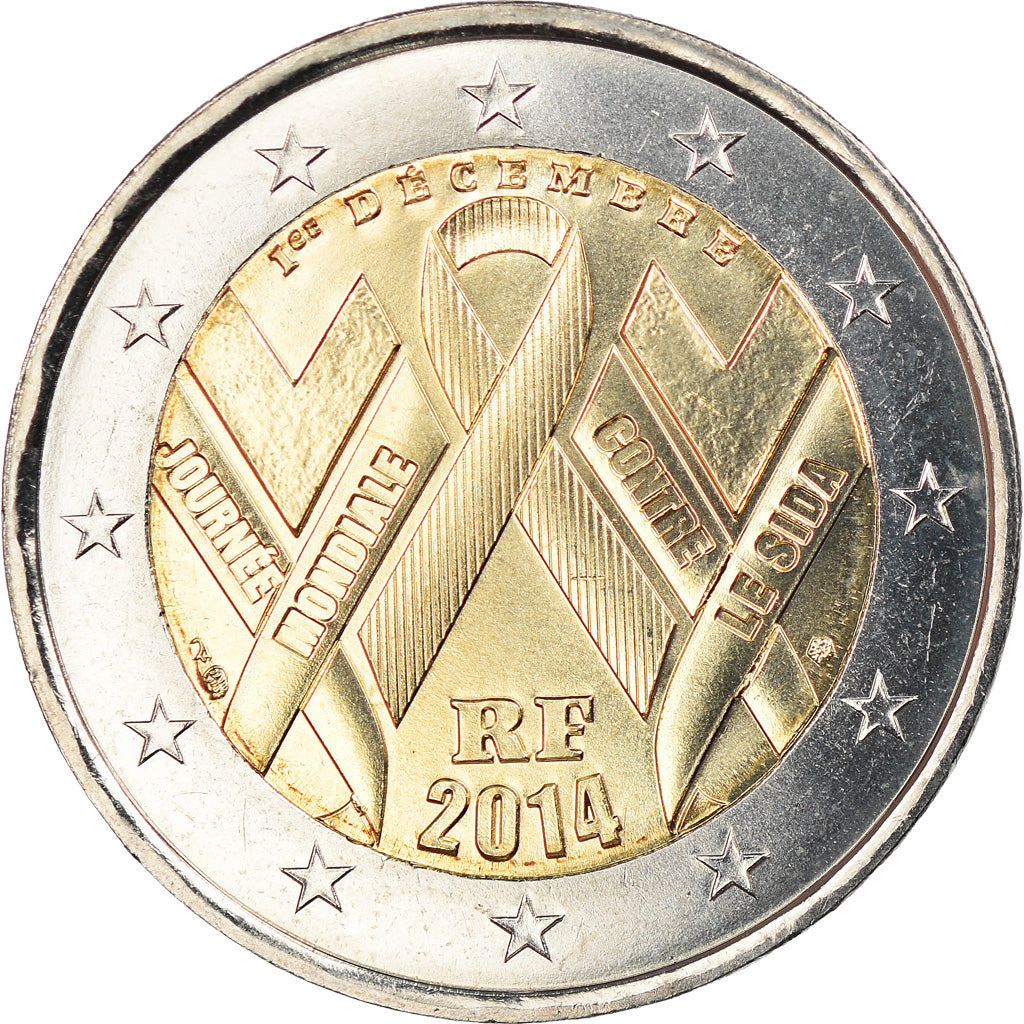 France, 2 Euro, Journée mondiale de la lutte contre le Sida, 2014, Paris