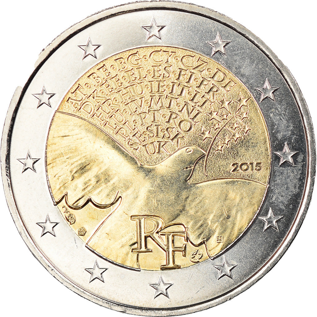 Frankrijk, 2 Euro, 70 ans de Paix en Europe, 2015, Paris, UNC-, Bi-Metallic