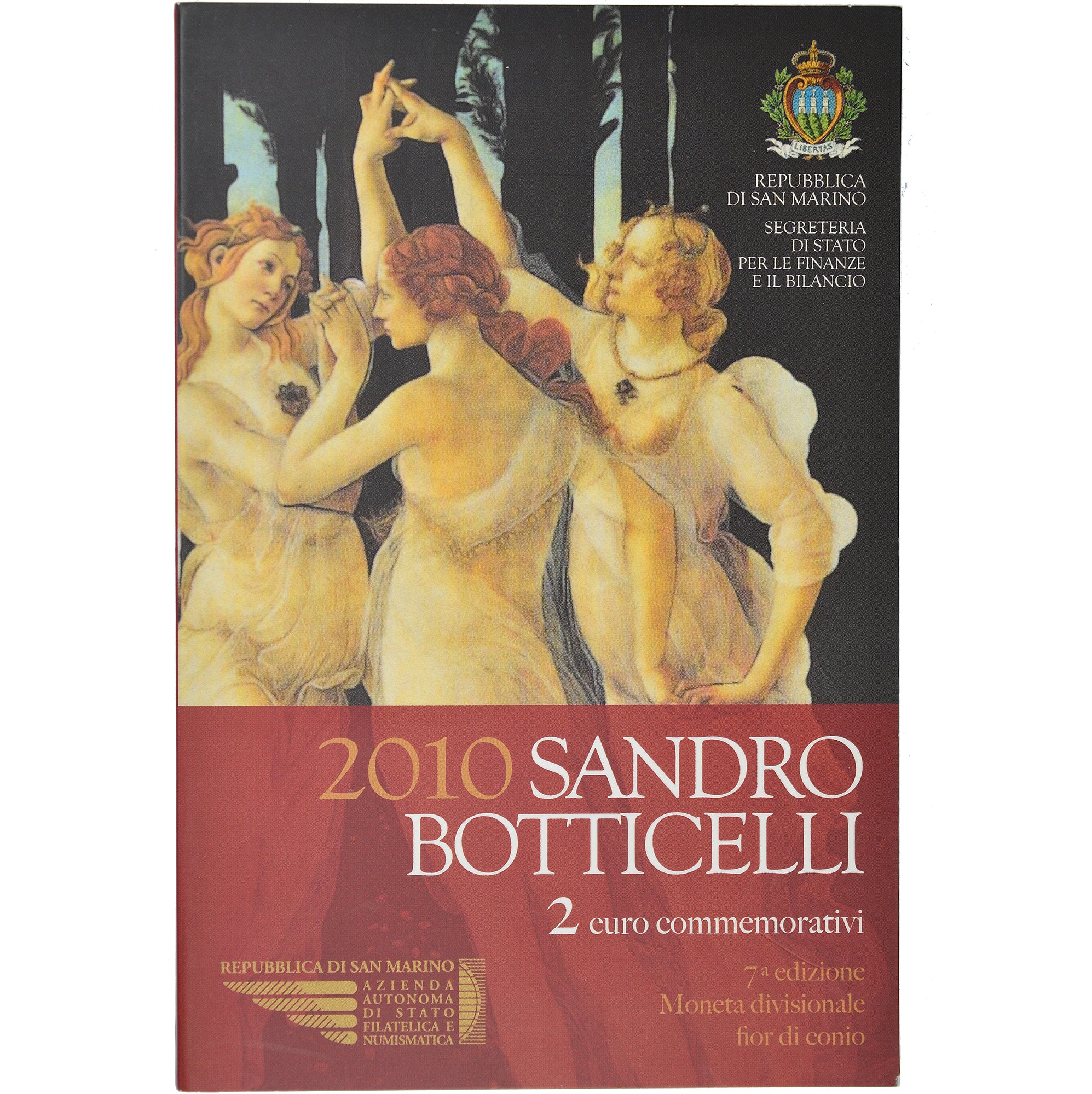 San Marino, 2 Euro, Sandro Botticelli, 2010, Rome, MS(65-70), Bi-Metallic
