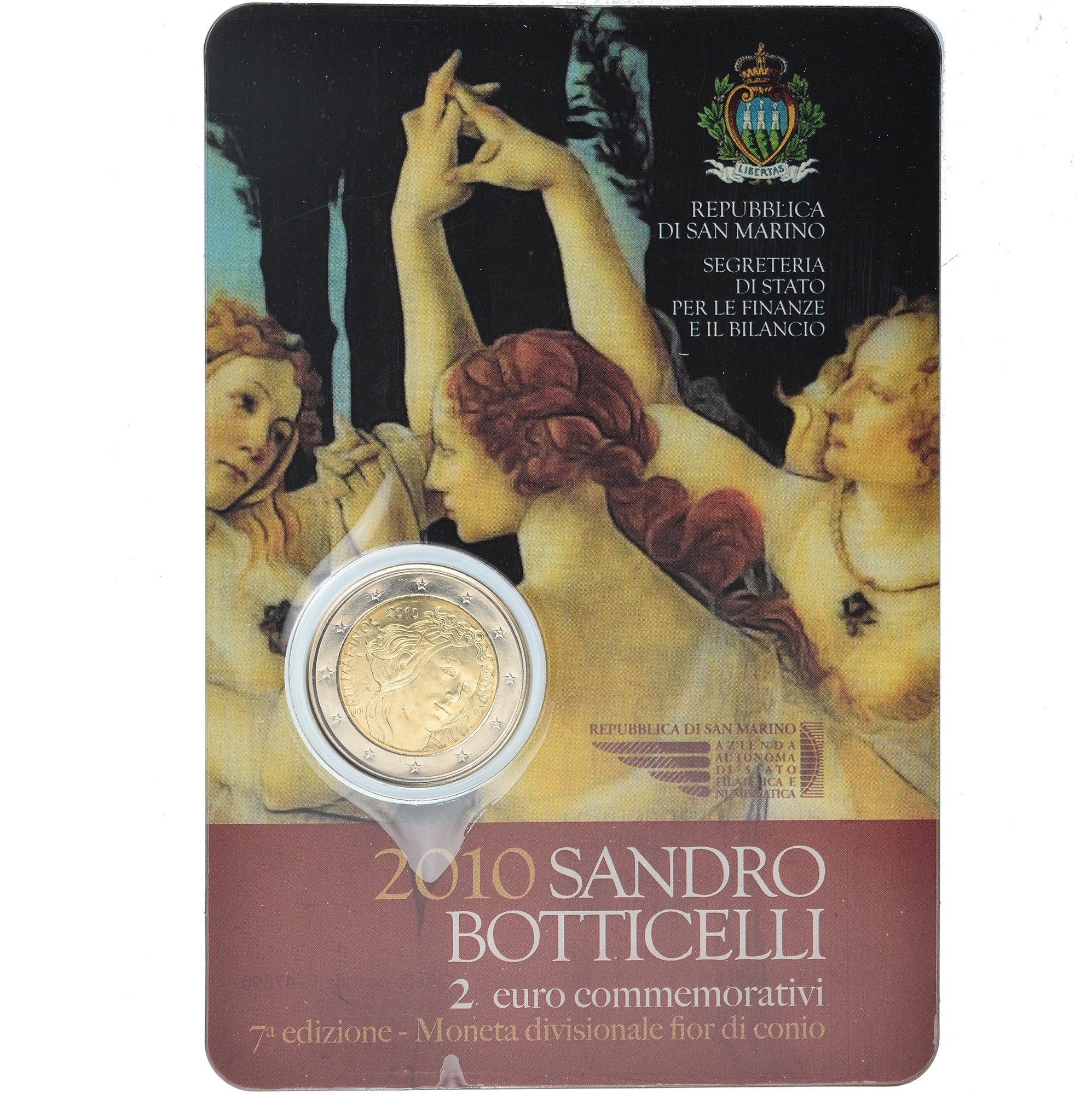 San Marino, 2 Euro, Sandro Botticelli, 2010, Rome, MS(65-70), Bi-Metallic